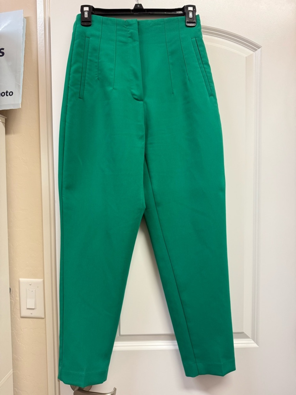 Zara Bright Green High-Waist Tailored Pants